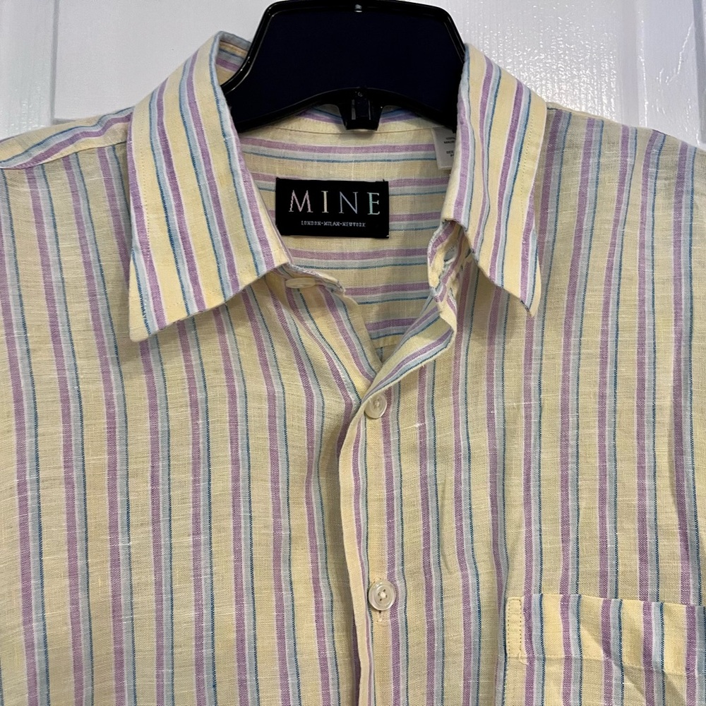 MINE London Milan New York Multicolor Linen Shirt Size Medium